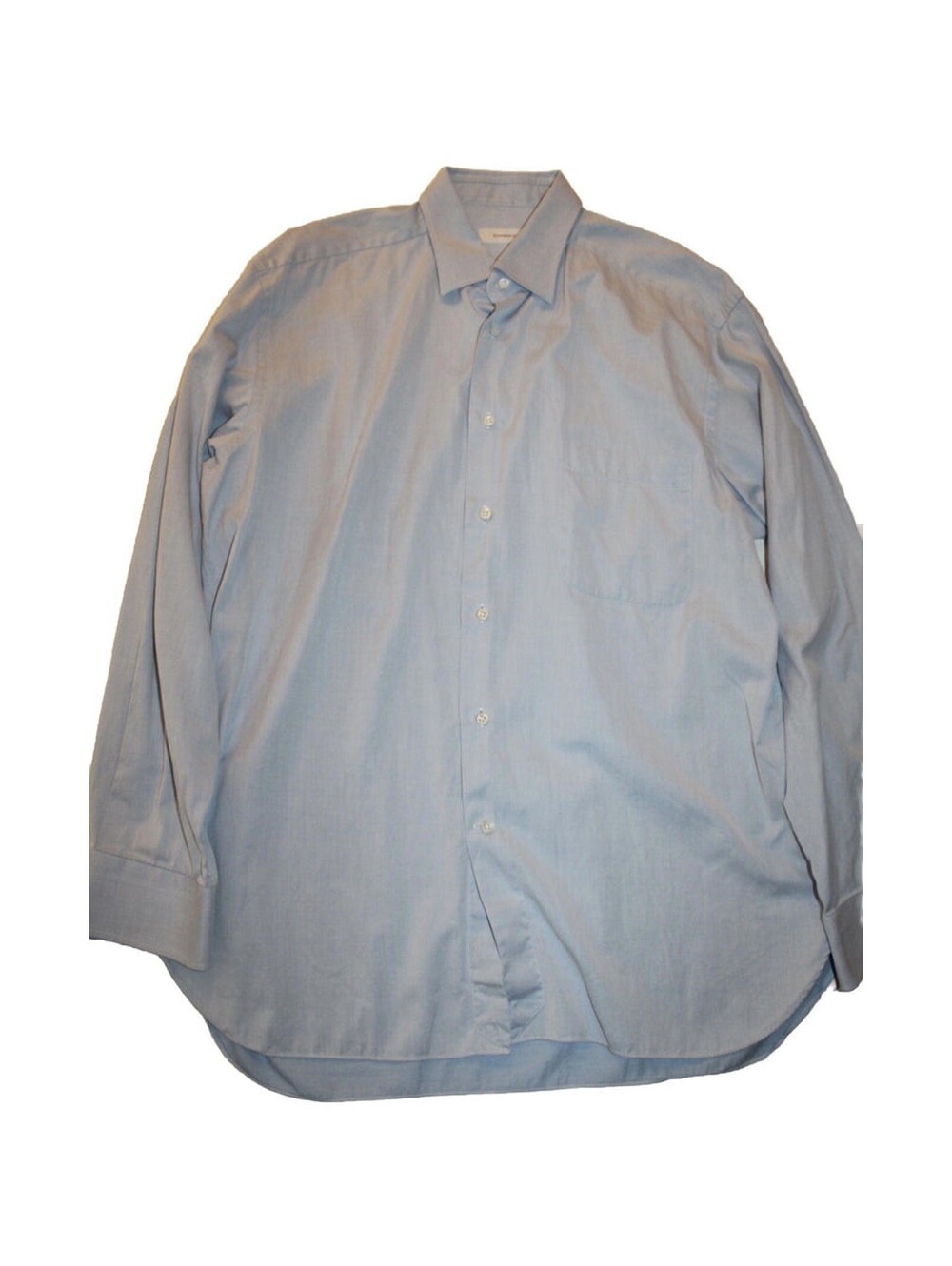 Ermenegildo Zegna Blue Solid Button Up Long Sleeve Shirt XL